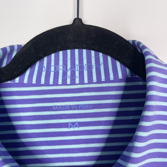 B Draddy M Purple Blue Stripe Pima Cotton Stretch Knit Polo Northwestern Wildcat - Picture 4 of 9